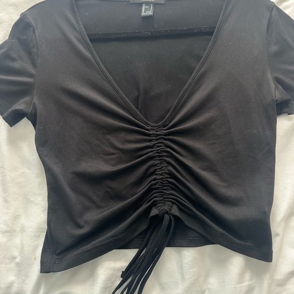Black Ruched V-Neck Top - Picture 3 of 4